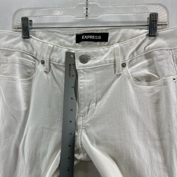 Express Low Rise Barely Bootcut Jeans Womens 10R Stretch Denim Minimalist White - Picture 10 of 12